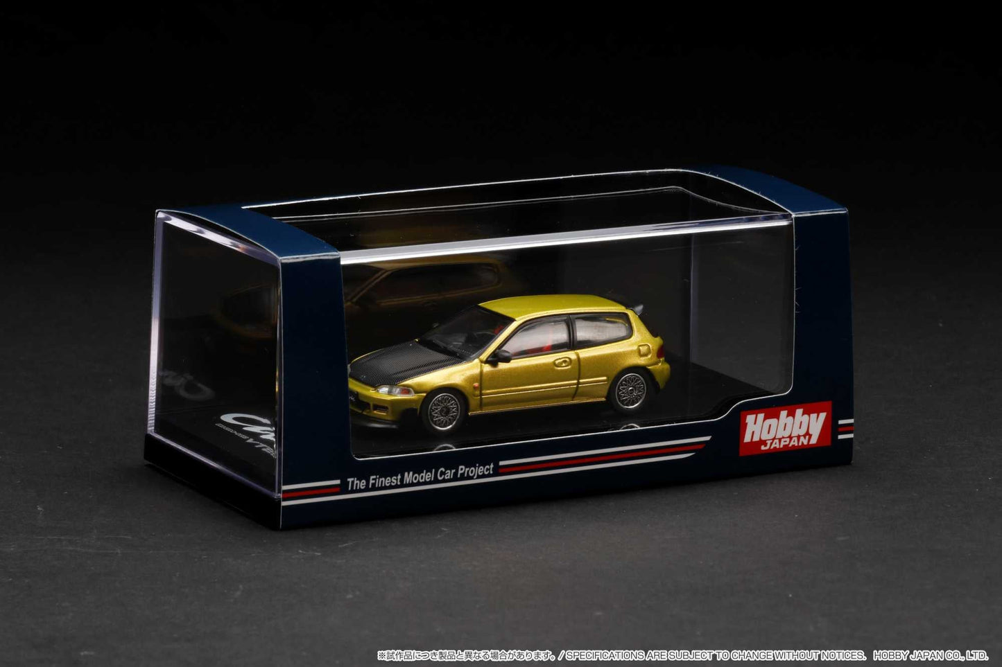 Hobby Japan 1:64 Honda Civic (EG6) SiR 鈪?with JDM Style in Yellow Metallic