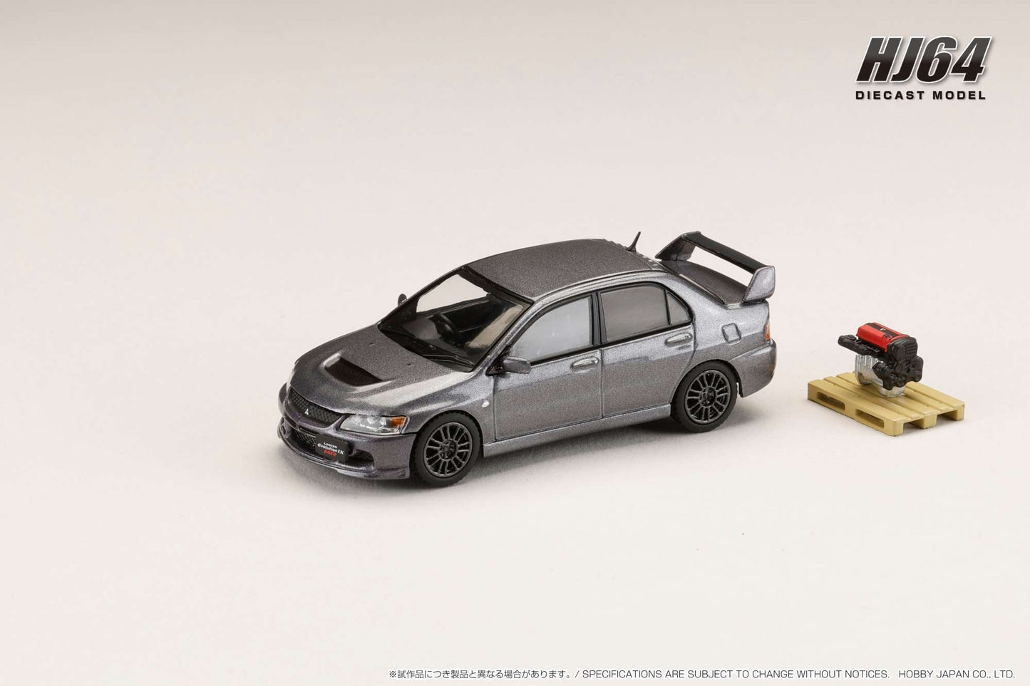 Hobby Japan 1:64 Mitsubishi Lancer GSR EVO 9 MR in Medium Purplish Gray Mica with Engine Display