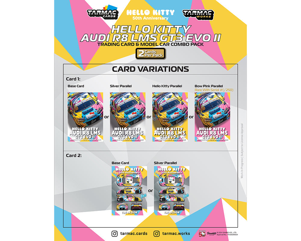 Tarmac Works 1:64 Audi R8 LMS GT3 Evo II Macau GT Cup 鈥?FIA GT World Cup 2023 鈥?Race Version Uno Racing Adderly Fong Model Car + Trading Cards Combo Set