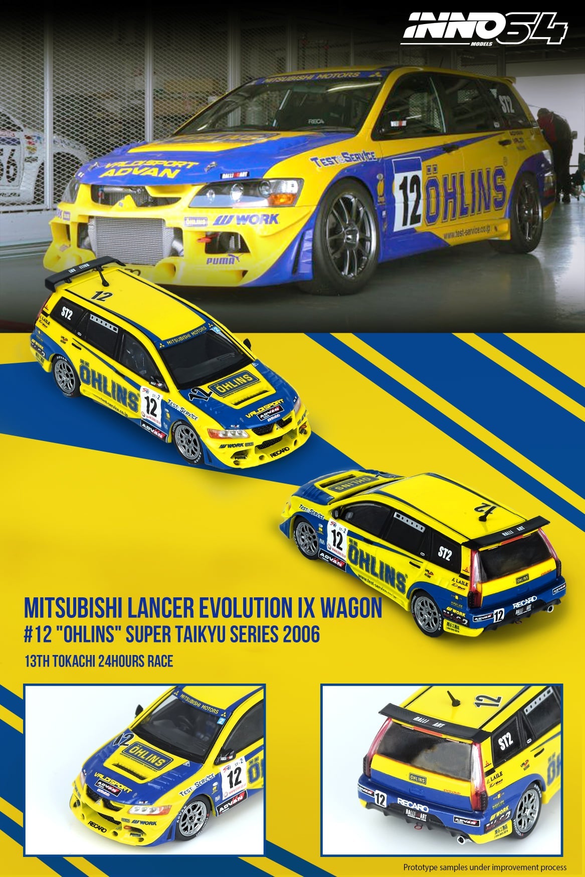INNO Models 1:64 Mitsubishi Lancer EVO IX Wagon #12 Ohlins Super Taikyu Series 2006