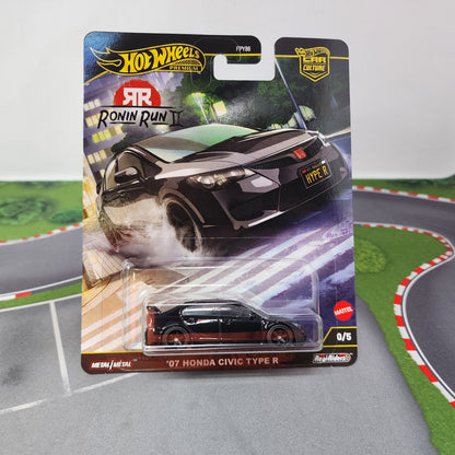 07 Honda Civic Type R 0/5 * Black CHASE * Hot Wheels Car Culture Ronin Run II
