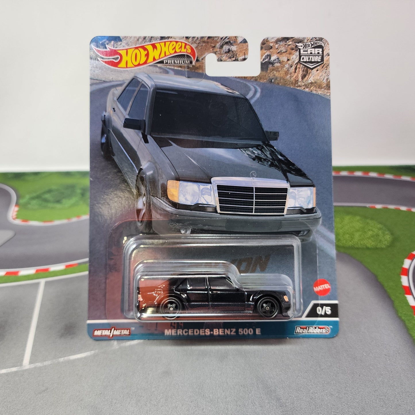 Mercedes-Benz 500 E 0/5 * Black CHASE * Hot Wheels Car Culture Canyon Warriors
