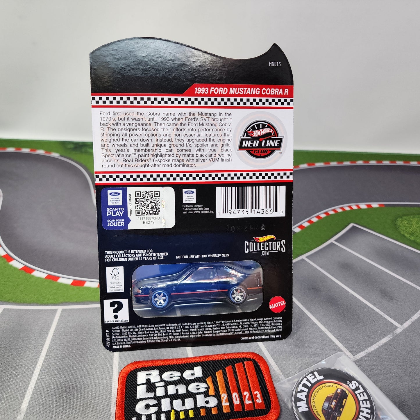 1993 Ford Mustang Cobra R w/ Pin & Patch * Hot Wheels Red Line Club RLC 2023 Club Car
