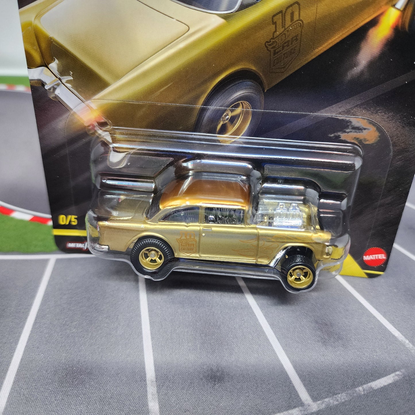 55 Chevy Bel Air Gasser * GOLD CHASE * Hot Wheels Car Culture Thrill Climbers
