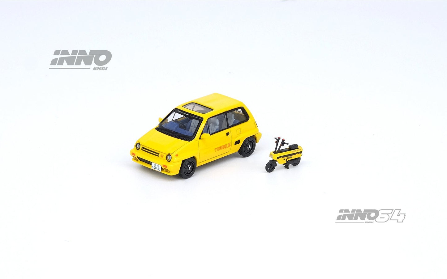 INNO64 1:64 Honda City Turbo II in Yellow with Motocompo