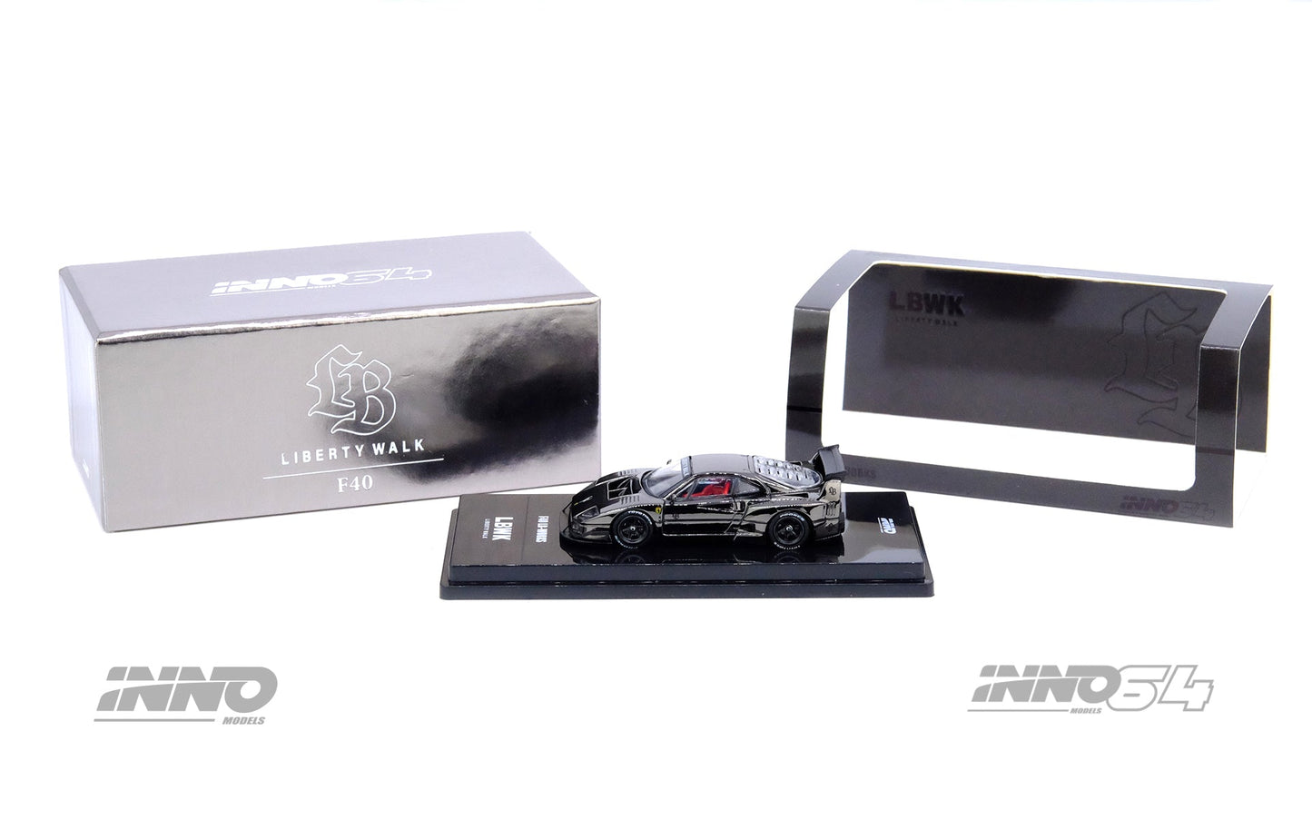 INNO64 1:64 Ferrari F40 Liberty Walk in Chrome Black