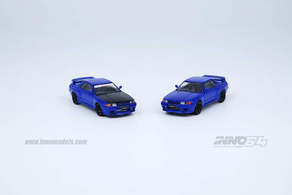 INNO Models 1:64 Nissan Skyline GTR R32 in Blue with Extra Set of Wheels and Water Slides