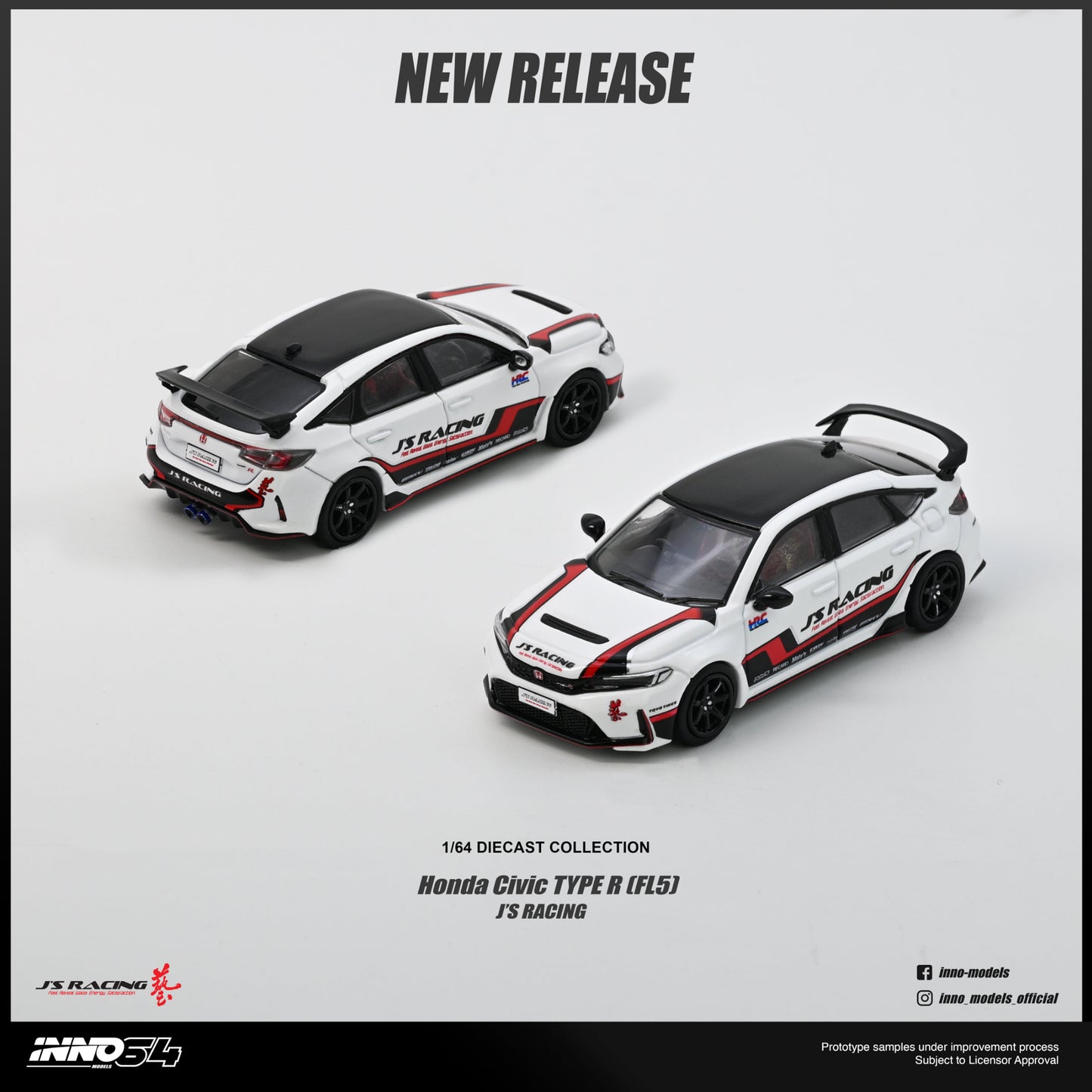 *PREORDER* INNO64 1:64 Honda Civic Type-R (FL5) J's Racing in White