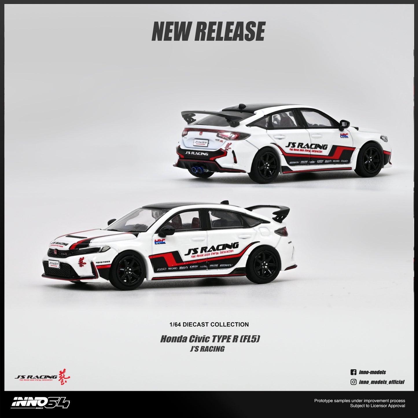 *PREORDER* INNO64 1:64 Honda Civic Type-R (FL5) J's Racing in White