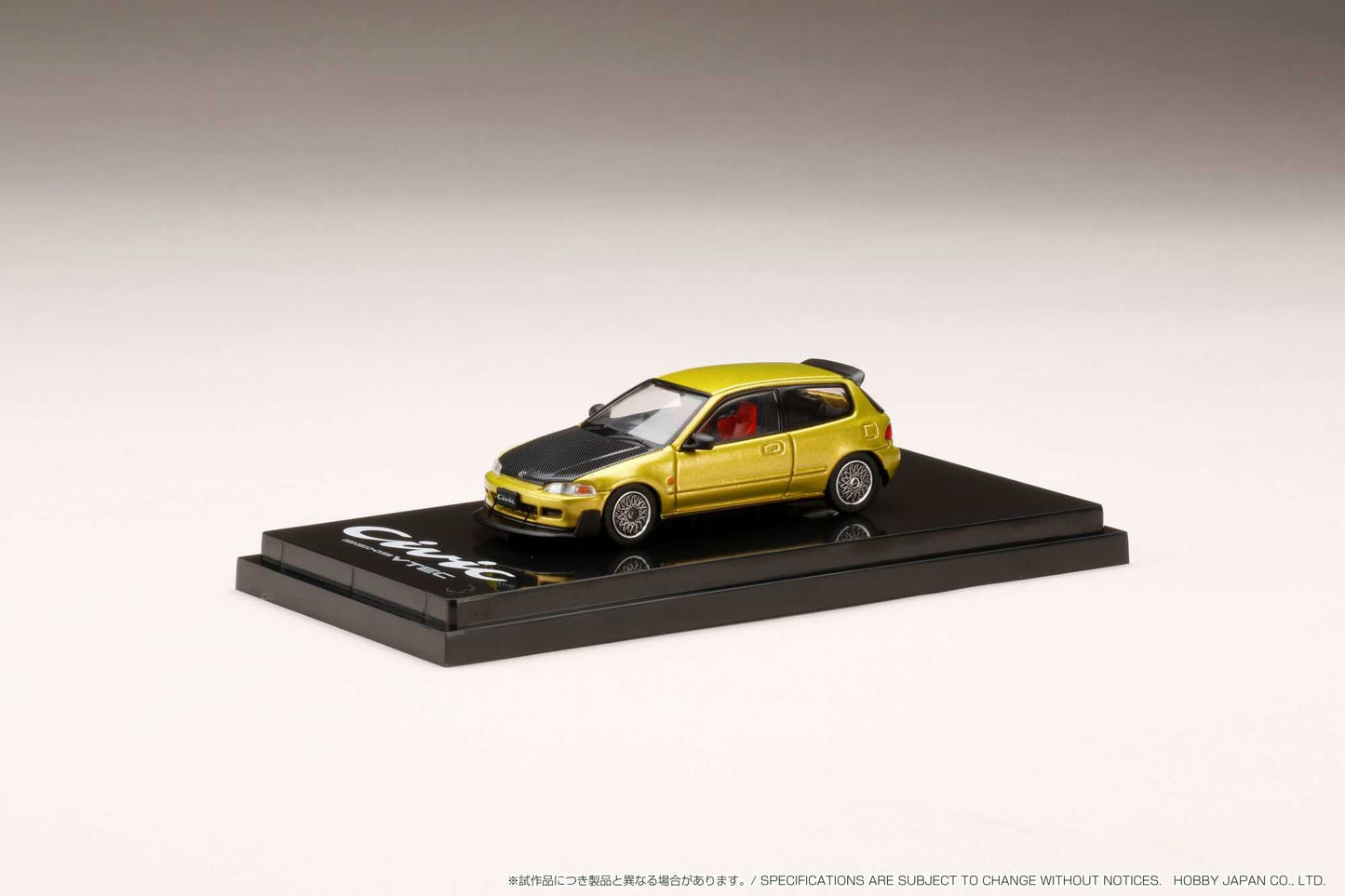 Hobby Japan 1:64 Honda Civic (EG6) SiR 鈪?with JDM Style in Yellow Metallic