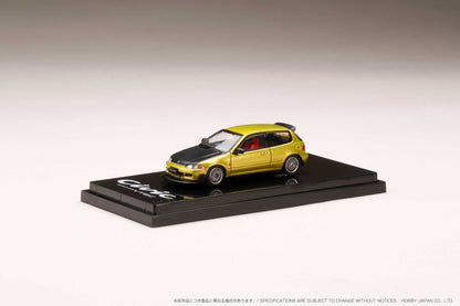 Hobby Japan 1:64 Honda Civic (EG6) SiR 鈪?with JDM Style in Yellow Metallic