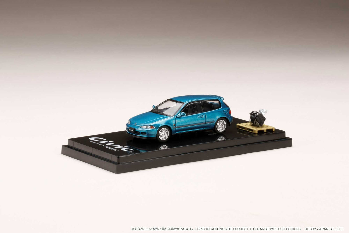 Hobby Japan 1:64 Honda Civic (EG6) SiR 鈪?with Engine Model in Tahitian Green Pearl