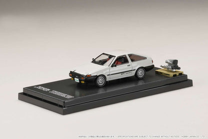 Hobby Japan 1:64 Toyota Sprinter Trueno GTV (AE86) in White with Engine Display Model