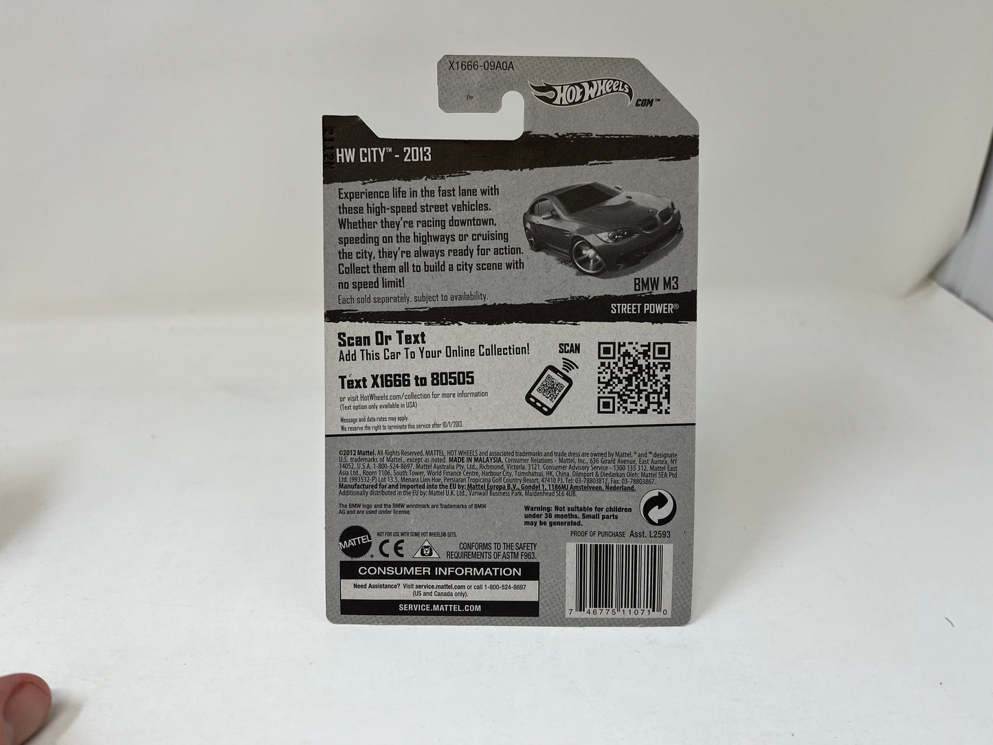 BMW M3 #7 * Blue * 2013 Hot Wheels International Card