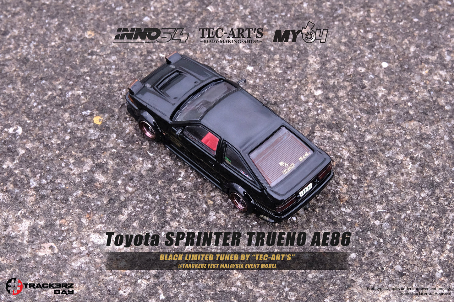 INNO64 1:64 Toyota Sprinter Trueno AE86 Tuned by "TEC-ART" @TrackerZ Day Malaysia Event Model