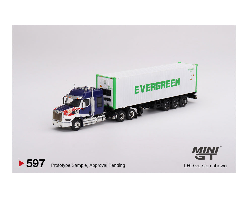 MINIGT 1:64 Western Star 49X with 40鈥?Reefer Container EVERGREEN Edition