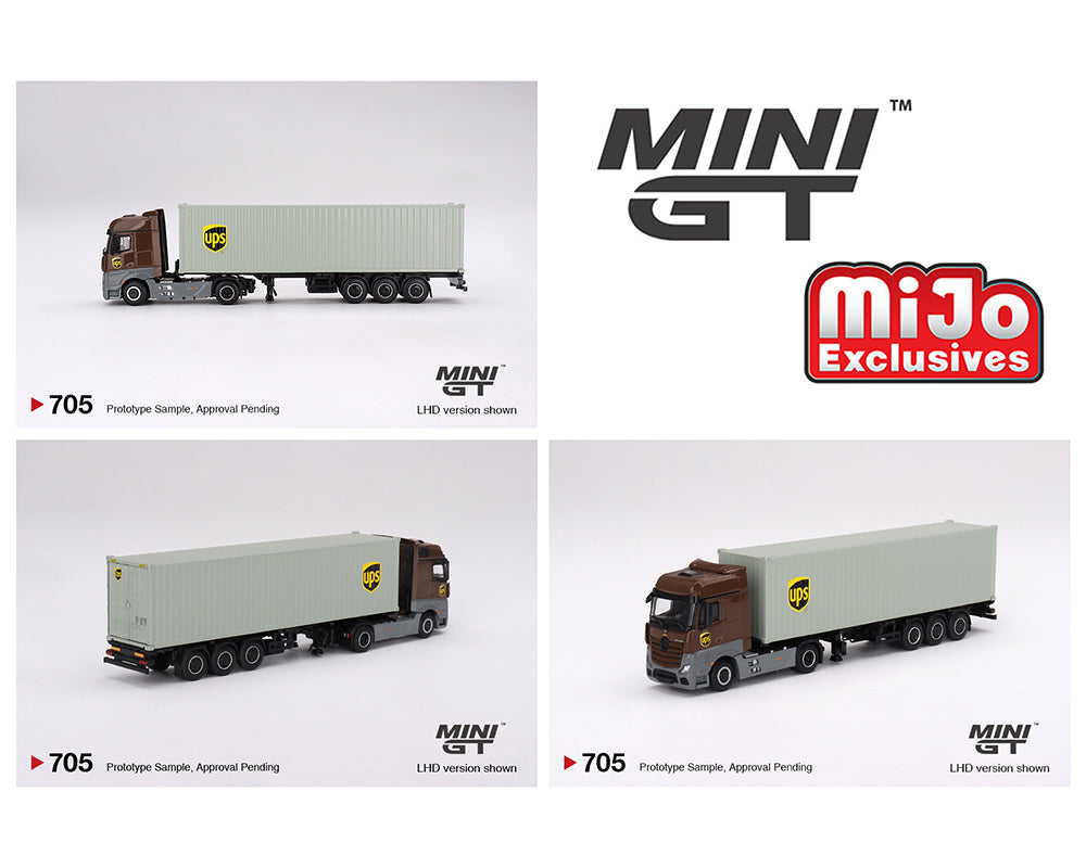 MINI GT 1/64 Mercedes-Benz Actros with 40 Ft Dry Container 鈥?UPS Europe