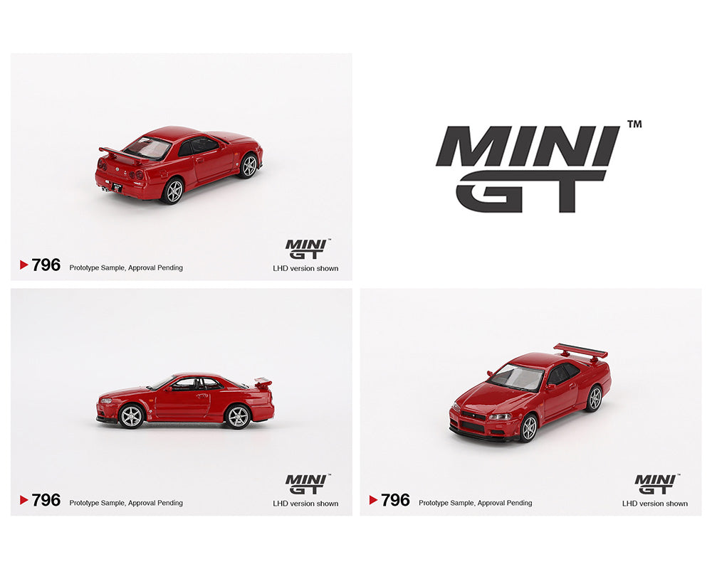 MINI GT 1:64 Nissan Skyline GT-R (R34) V-Spec Active Red