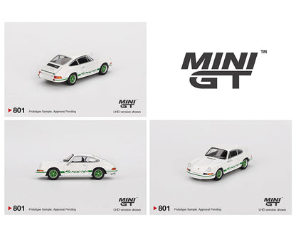 MINI GT 1:64 Porsche 911 Carrera RS 2.7 in Grand Prix White with Green Livery