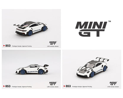 *PREORDER* MINIGT 1:64 Porsche 911 (992) GT3 RS Weissach Package in White with Indigo Blue