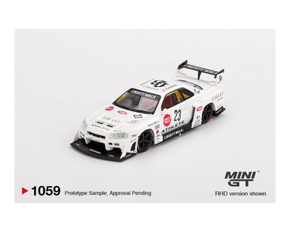 MINI GT 1:64 Nissan LB-ER34 Super Silhouette ATHLETE/COLLET in White