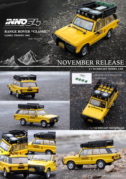 INNO64 1:64 Range Rover "CLASSIC" Camel Trophy 1982 with Accessories