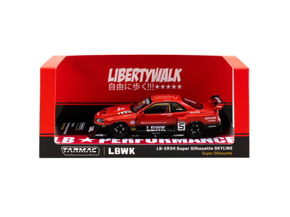 Tarmac Works 1:43 LB-ER34 Super Silhouette SKYLINE #5 in Red and Black