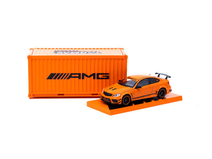 Tarmac Works 1:64 Mercedes-Benz C63 AMG Coup茅 Black Series Orange with Container