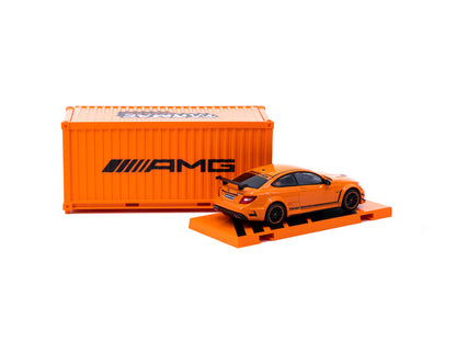 Tarmac Works 1:64 Mercedes-Benz C63 AMG Coup茅 Black Series Orange with Container