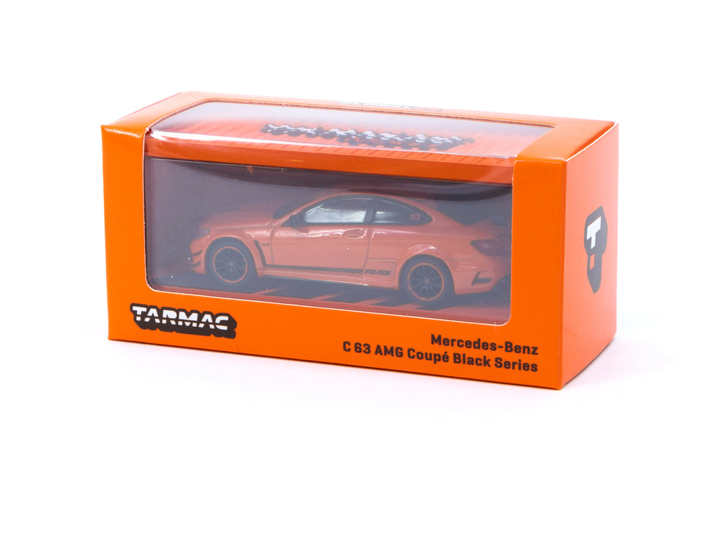 Tarmac Works 1:64 Mercedes-Benz C63 AMG Coup茅 Black Series Orange with Container
