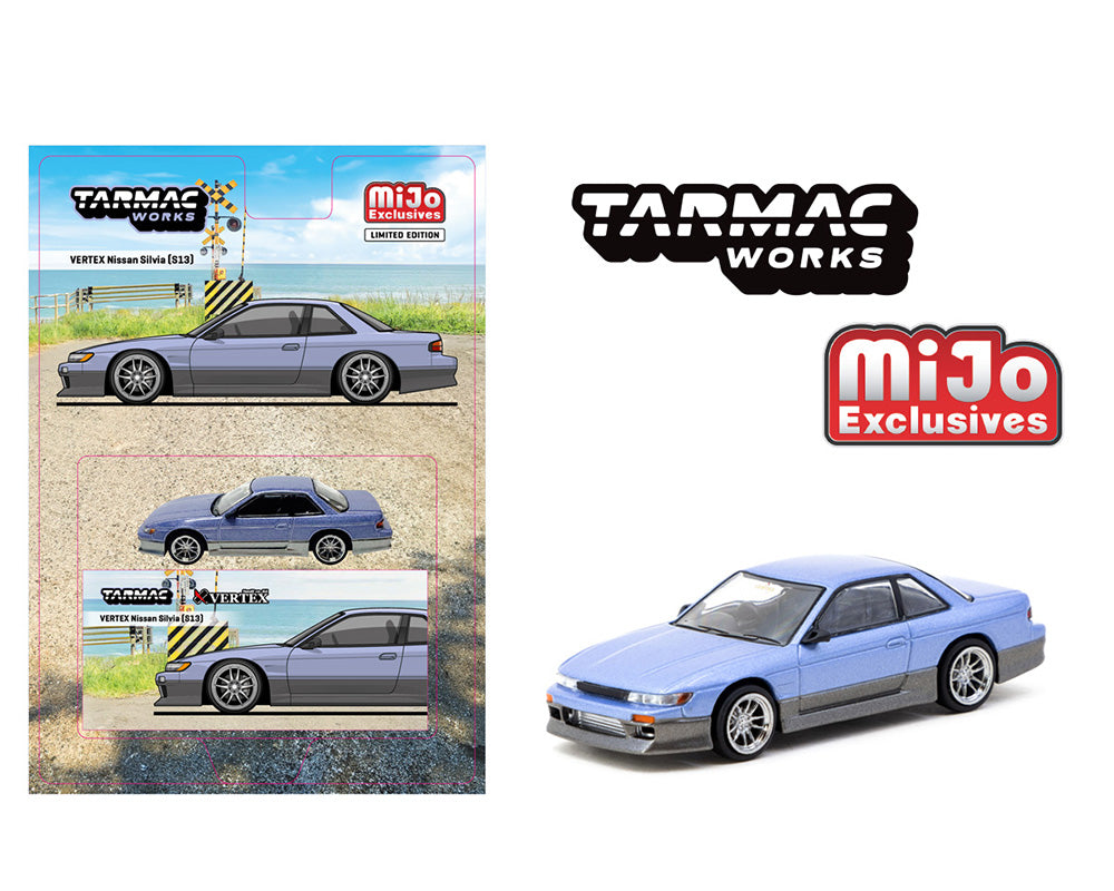 Tarmac Works 1:64 Nissan Silvia (S13) VERTEX in Blue/Grey