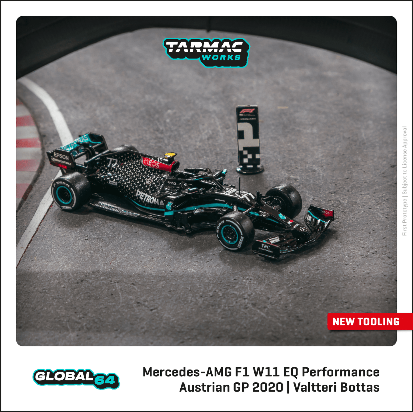 Tarmac Works 1:64 Mercedes-AMG F1 W11 EQ Performance, Austrian Grand Prix 2020 Winner, Valtteri Bottas