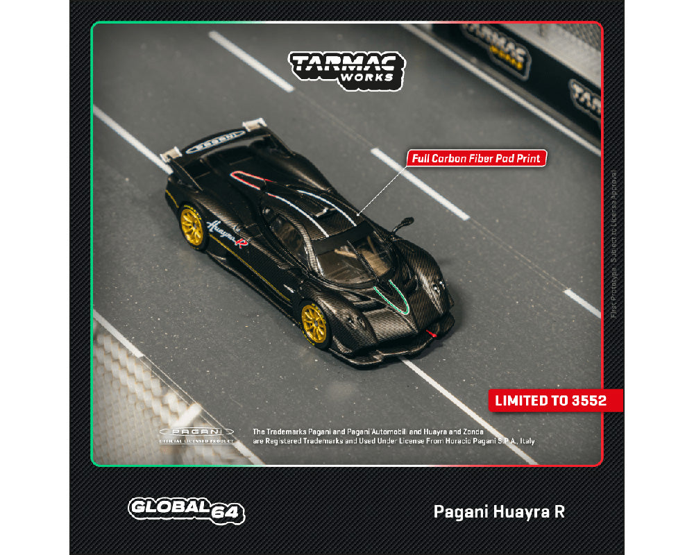 Tarmac Works 1:64 Pagani Huayra R in Matte Black Carbon Fiber